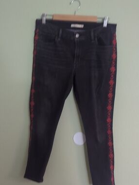 Levi's Black Skinny Jeans with Red Side Embroidery